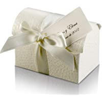 10 Cajitas regalo baúl de cartón color blanco roto 7 x 4-5 x 5-2 cm. relieve piel sin montaje ni contenido con cinta…